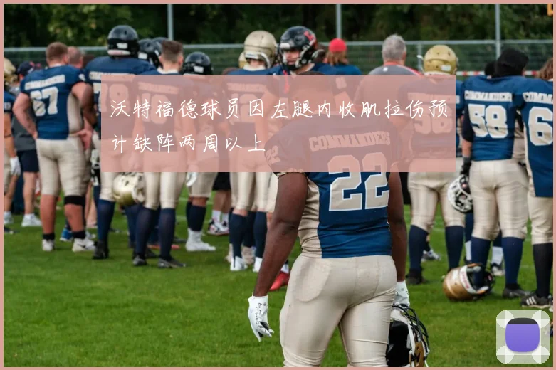 沃特福德球员因左腿内收肌拉伤预计缺阵两周以上